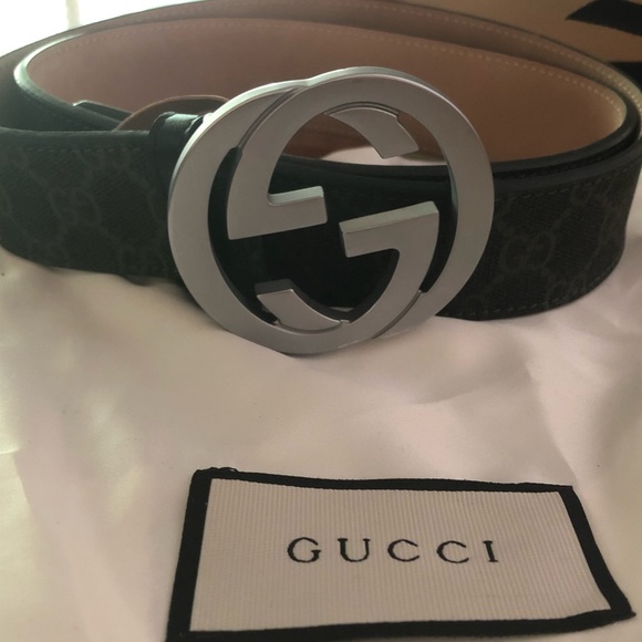 Gucci Supreme print belt grey/black - Picture 1 of 4